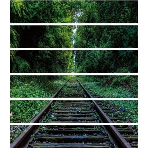 6Pcs Railway Tile Floor Stair Stickers Home Decoration Waterproof Mural Decals Art Wallpaper