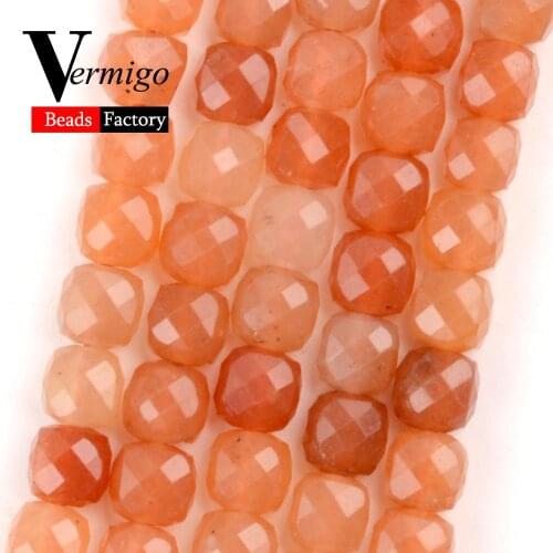 70Pcs 5mm Faceted Pink Aventurine Square Beads Natural Stone For Jewelry Making Bracelets Necklace Spacer Beads Diy Jewellery