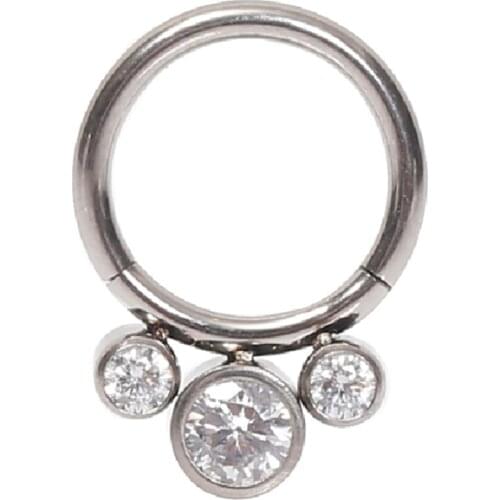 ASTM F136 Implant Grade Crystal Hinged Segment Ring Nose Piercing