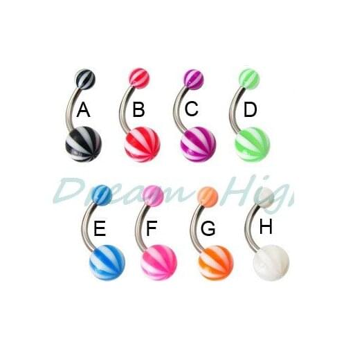 Free Shipping UV Acrylic Ball Navel ring elly piercing 100% Guaranteed Mixed color Promotional Gift