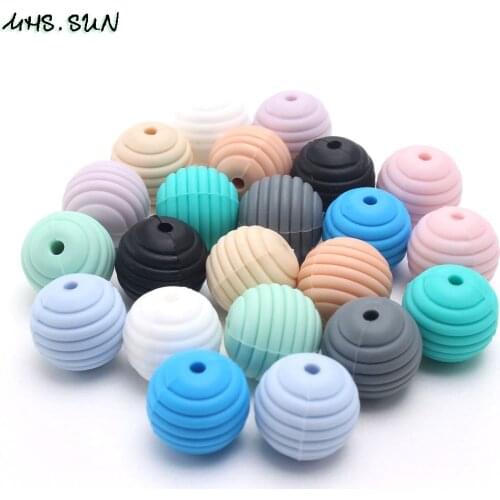 MHS.SUN New Baby Chewable Silicone Beads Colorful Oval Shape Loose Beads For DIY Teething Nursing Necklace Jewelry Making 15Pcs