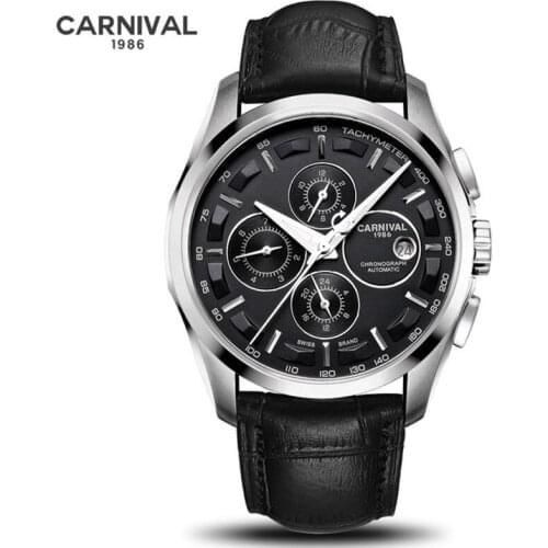 Carnival Luxury Brand Fashion Watch Men Military Calendar Automatic Mechanical Wristwatch Waterproof Luminous Relogio Masculino