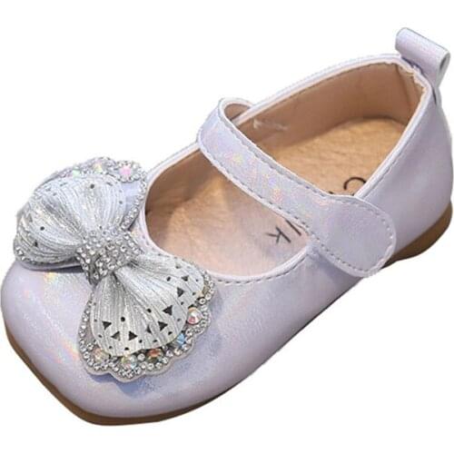 CUZULLAA Baby Children Girls Elegant Rhinestone Butterfly-Knot Casual Princess Shoes Girls Kids Fashion Sneakers Size 15-30