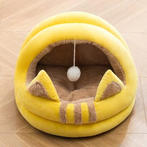 Dropshipping Pet Cat Bed Ears Nest Soft Warm Washable Round Dog Cat Cushion Home Mat Cat Beds Sleeping House Pet Supplies