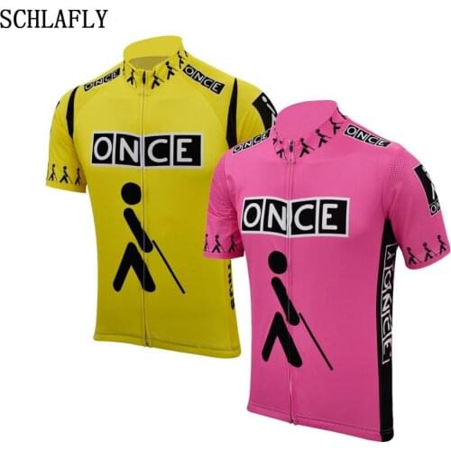 Once cycling jersey short sleeve summer navy pink yellow bike wear classic jersey road jersey cycling clothing schlafly