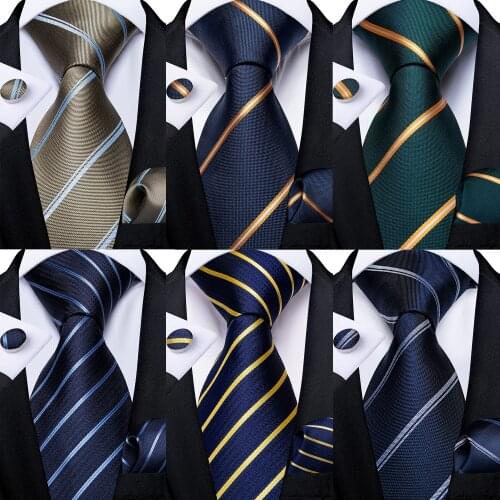 8cm Mens Ties Striped Business Necktie Pocket Square Cufflinks Wedding Accessories Drop Shipping Cravat Gifts For Men DiBanGu