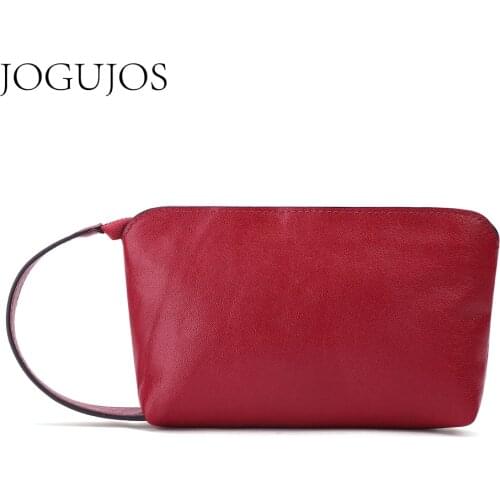 JOGUJOS Ladies Cowhide Clutch Fashion Wallet Women Hasp Zipper Wallet Genuine Leather Female Purse Long Women Wallets Purse Coin