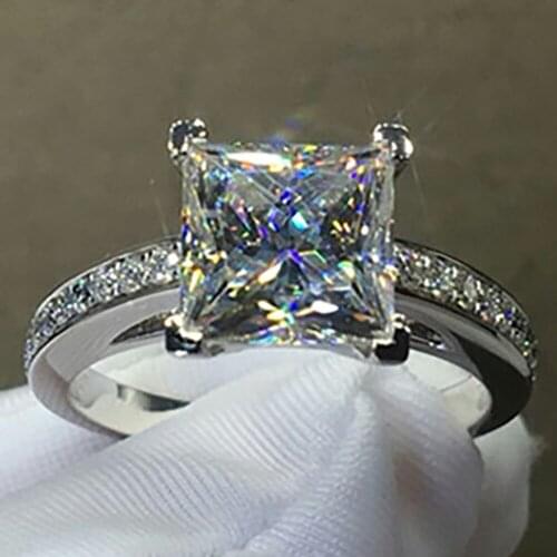 10K Au417 White Gold Women Ring Moissanite Diamonds 1 2 3 4 5 Carat Princess Square Wedding Party Engagement Anniversary Ring