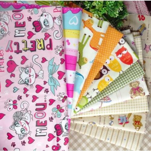 Pretty 10 Designs 24x25cm Animals & Polkda Dot Printed 100% cotton twill cotton Fabric Bundle