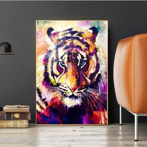 Colorful Tiger Graffiti Art Canvas Painting Animal Posters and Prints Abstract Picture for Living Room Tiger Modern Home Decor