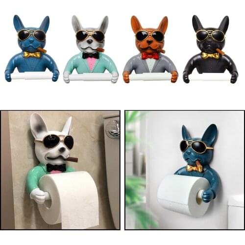Creative Wall Mounted Toilet Paper Holder Rack Dog Sculpture Roll Dispenser