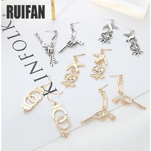 Ruifan Europe Punk Style Cool Handcuff/Pistol/Handgun/Flower Shape Earrings for Women Long Drop Earring Jewelry Gift YEA314