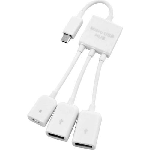 Hot Sale 3 in 1 Micro USB HUB Male to Female & Double USB 2.0 Host OTG Adapter Cable