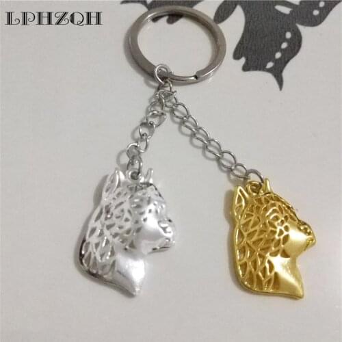 LPHZQH Trendy American Staffordshire Keychains Women Bag Pendant Fashion Accessories Charm Car Key Rings Jewelery Gift Punk