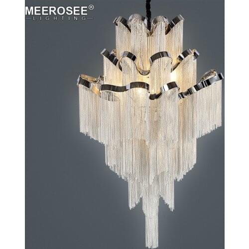 French Empire Aluminum Chain Chandelier Light Fixture Lustre Hanging Suspension Lamp luminaria Chain Project Lighting