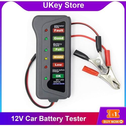 Mini 12V Car Battery Tester Auto Car Diagnostic Tool With 6 LED Lights Display Portable Digital Cars Vehicl Battery Testing Tool