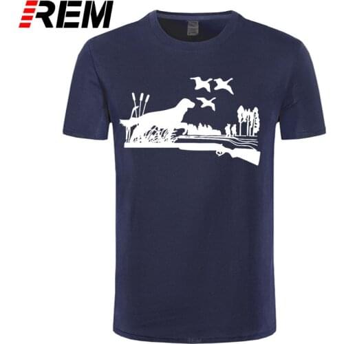 REM tee Men T-shirt Short Sleeve New Huntings Dog Ducks Gun Hunters T-shirt Funny Tee Shirts For Man Hipster O-neck Causal Cool