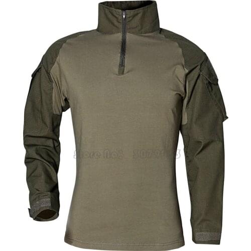 Mens Outdoor Hiking Shirts Military Tactical Multicam Camo Long Sleeve T Shirt For Shooting Hunting