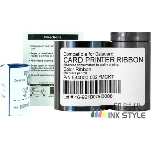 Pack of 2pcs Generic 534000-002 YMCKT 250prints Full Panel Color Ribbon use in Datacard SP25 SP35 SP55 SP75 Card Printer