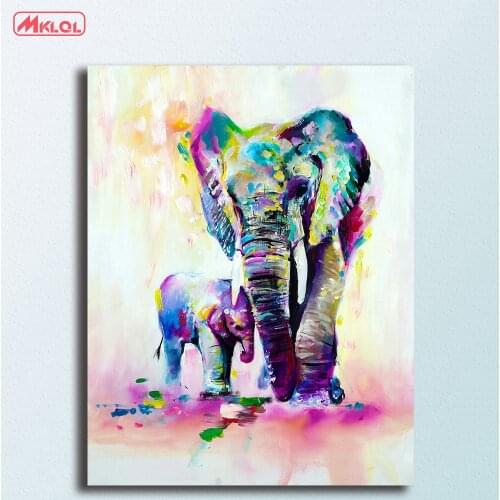 Wall art Elephant with son pop art Canvas Painting For Living Room Home Decoration Oil Painting On Canvas Wall Painting
