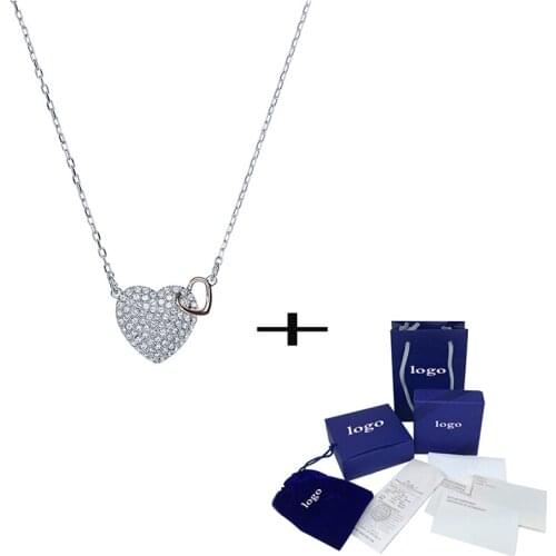 New Heart Pendant Necklace Shiny Delicate Transparent Crystal Female Jewelry Send Mom Girlfriend Birthday Gift