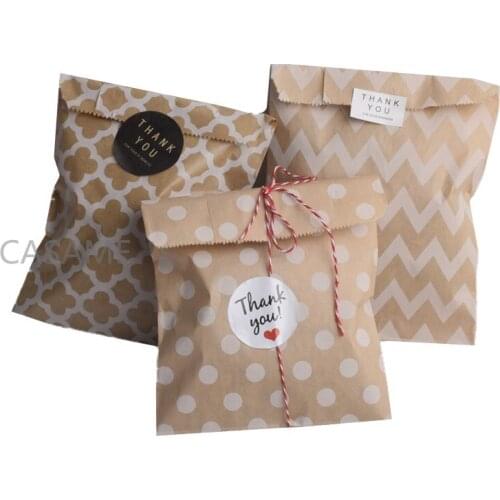 5x7 inch lovely Thank You Kraft Paper Bag Candy Biscuit Bags Packing Pouch Pastry Tool Wrapping Wedding Party Supplies