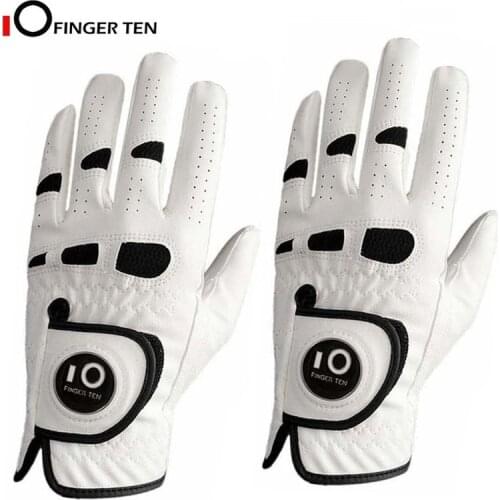 2 Pack Premium PU Leather Mens Golf Gloves with Ball Marker Cabretta Left Right Hand All Weather Grip Breathable