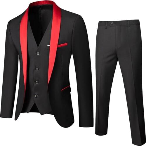 Jacket+Pant+Vest) Luxury Mens Wedding Suit Men Blazers Slim Fit Suits Mens Costume Business Formal Party Dress Plus Size S-6XL