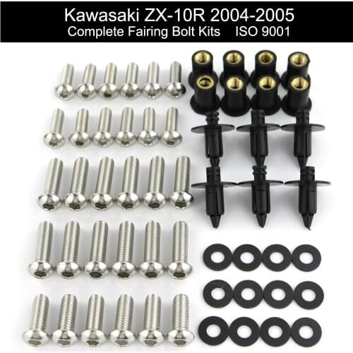 Fit For Kawasaki ZX10R ZX 10R ZX-10R 2004 2005 Motorcycle Complete Full Fairing Bolt Kit Fairing Clips Speed Nut Stainless Steel