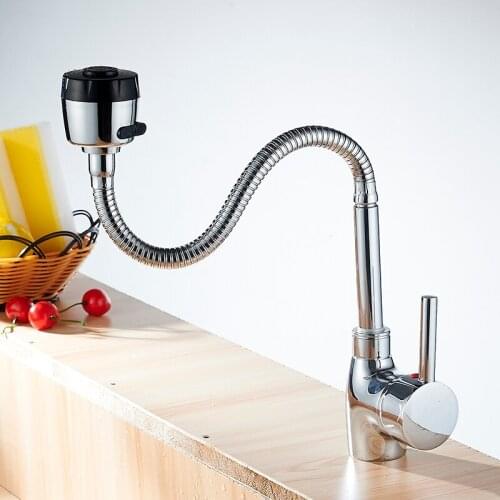 Silver Single handle Kitchen Mixer Cold and Hot Kitchen Tap Single Hole Water Tap torneira cozin Crane YC-CF2086Kitchen Faucets