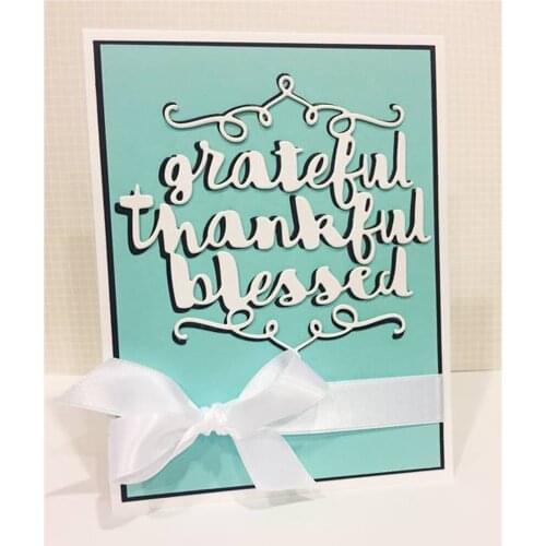 Word Grateful Thankful Metal Cutting Dies Silver Stencil For Scrapbooking Abulm Photo Paper Card Craft Fun Metal Die