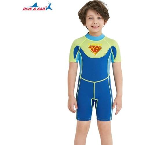 Boys Thermal Wetsuit 2.5mm Neoprene Blue 3 - 10 years, UPF 50+ Sun Protection Kids Wet Suit for Diving Girls Swimsuits Shorty