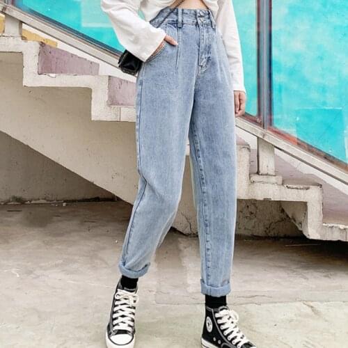 Vintage High Waist Straight Jeans Pant for Women Streetwear Loose Female Denim Jeans Buttons Zipper Ladies Jeans 2021 Plus Size