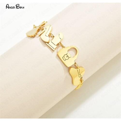 2020 New Fashion Bracelets Bangles Bag Skirt Shape Pendant Chain Link Bracelet Female Stainless Steel Bracelets for Women