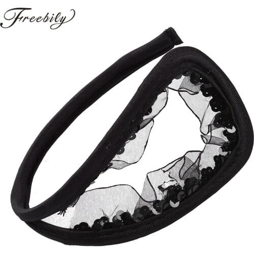 Womens Lingerie Underwear Lace Trimming Underpants Sequined Strapless C-string Briefs Hollow Out Frilly Invisible Thongs Panties