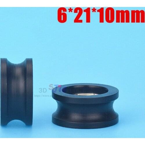 1pcs 6*21*10mm U grooved nylon wrapped plastic injection plastic wheel, inner groove embedded 696 bearing,for door and window