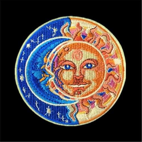 1PC Moon and Sun Patch for Clothing Iron on Embroidered Sew Applique Cute Patch