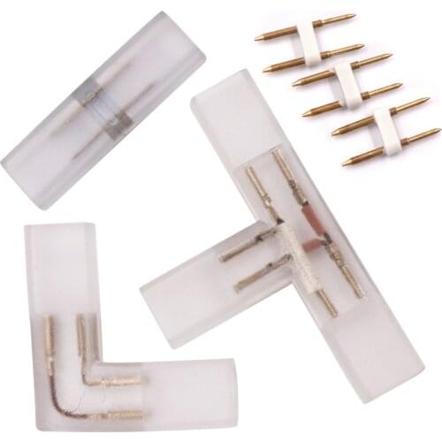 2-pin I L T-angle connecting lamp with special intermediate copper pin plug for 110V 220V LED strip with 5050 3014 2835 monochro