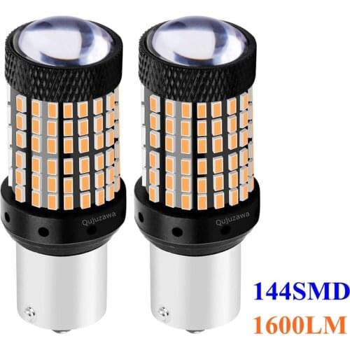 2Pcs 1156PY 7507 PY21W BAU15S Super Bright 1600LM LED Car Rear Direction Indicator Lamps Auto Front Turn Signal Light Bulb Amber