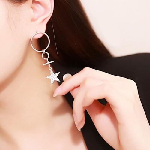 2017 fashion creative new sweet and simple set of drill star pearl long stud earrings for women jewelry