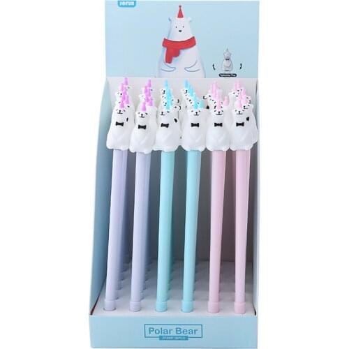 36 pcs/lot Cartoon Polar Bear Gel Pen Cute 0.5 mm black Ink Signature Pens Promotional Gift Stationery School Supplies