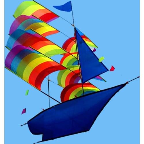 3D rainbow sailboat kite outdoor single line flying kite for children gift and audlts,rainbow ship kite