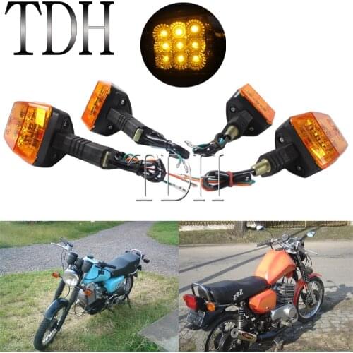 4 Pcs LED Motorcycle Front & Rear Turn Signal Indicator Blinker Amber Light 12V E-mark E3 DOT Approved For MZ ETZ 251