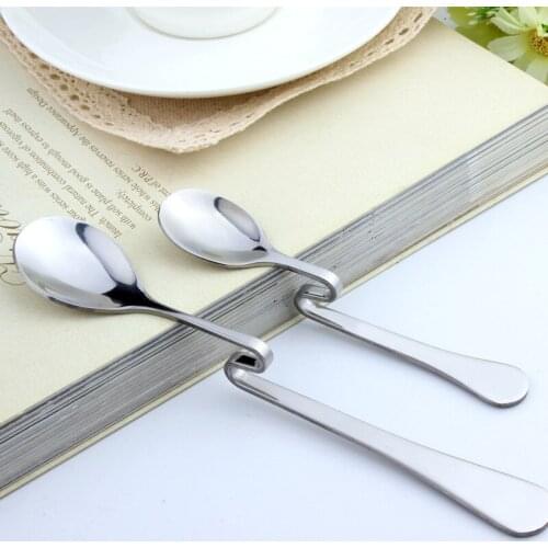 500pcs/lot 15.5cm/11cm Fashion creative coffee Curved Tea Coffee Drink Condiment Spoon Teaspoon Stainless Steel