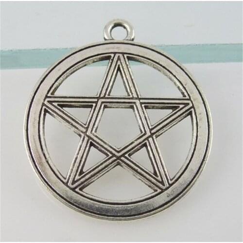 6pcs 12341 Antique Silver Zinc Alloy Round David Star Charms Pendants DIY Jewelry Findings Accessories Wholesale