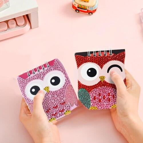 6pcs 5D Diamond Painting Notebook Set DIY Owl Cartoon Rhinestone Book Spcial Drill Kit Children Handmade Animal Diary Book Gift