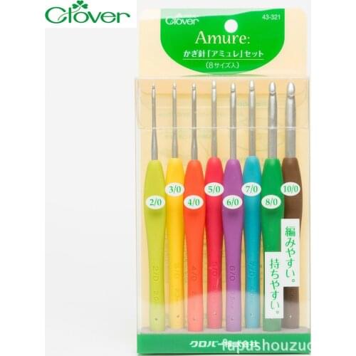 8pcs/set Japan Clover Amure Crochet hook diy ABS+Aluminum alloy Sewing Knitting accessories 43-321 2/2.3/2.5/3/3.5/4/5/6mm