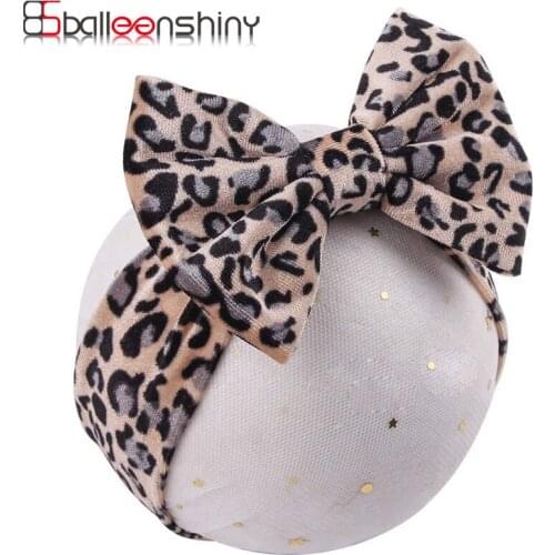 Balleenshiny Leopard Infant Head Wrap Girls Headbands Baby Headband Bow for Girl Gold Velvet Hair Band For Toddler Accessories