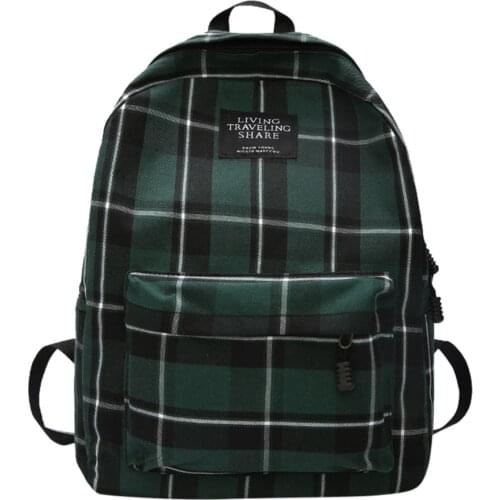 Women Plaid Canvas Backpack School Bags for Teenage Girls Female Student College Wind Bag Travel Backpack Bagpack School #10