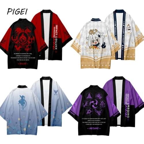 Game Genshin Impact Barbara Gunnhildr Klee Cosplay Kimono Coat Summer Mens Streetwear Short Sleeve Coats Shirts Yukata Women